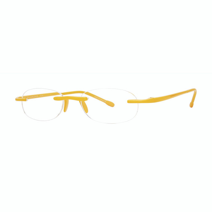 3-4 view of Sunflower gels reading glasses photographed on white background. Style number 760. Made by Scojo. Buy them at ReadingGlasses.CO_