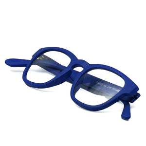 View of "relaxed" Nuovo Paris Reader by Nannini Italy photographed on white background.; Dark Blue. Available from ReadingGlasses.CO/