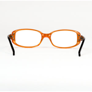 Rear view of tangerine Christine King Optical Reading Glasses on a white background by Melissa, available from ReadingGlasses.CO/ - ReadingGlasses.CO/