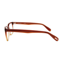 Load image into Gallery viewer, Side view of Simon Red Fade reading glasses photographed on white background. Made by Scojo. Buy them at ReadingGlasses.CO/