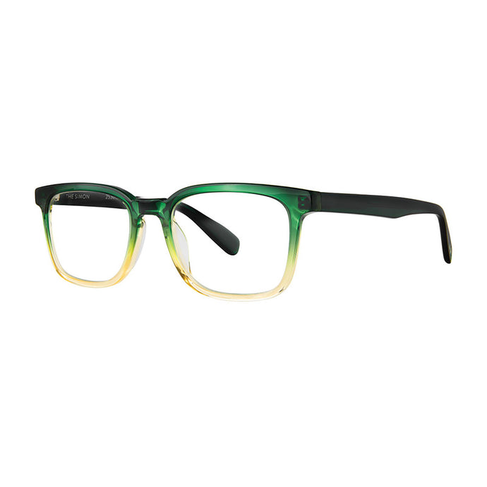 3-4 view Simon Green Fade readers on white . Style 2636, by Scojo. Buy at ReadingGlasses.CO/