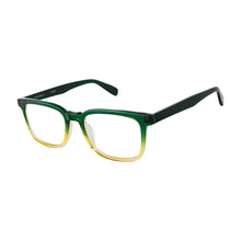 Load image into Gallery viewer, Angular view, Simon Green Fade  readers on white. Style 2636, by Scojo. Buy at ReadingGlasses.CO/