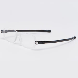 3/4 view Nannini Compact 2 fold Readers in Black readers. Available at ReadingGlasses.CO/