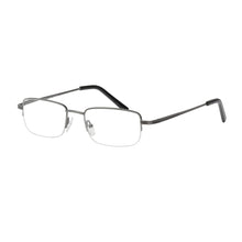Load image into Gallery viewer, 3/4 view of silver rimless Mr. Wilson Reading Glasses. Available from ReadingGlasses.CO/