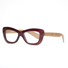 Load image into Gallery viewer, 3/4 View Pretty Woman Optical-quality Reading Glasses with case, Burgundy; from  ReadingGlasses.CO/