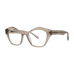 3/4 view of Scojo New York's Ann St. cat eye reading glasses in taupe. Buy them at ReadingGlasses.CO/