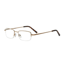 Load image into Gallery viewer, 3-4 view of gold semi-rimless Lyndon reading glasses. Buy at ReadingGlasses.CO/