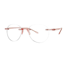 Load image into Gallery viewer, Three quarter view view of Scojo Round Gels readers in Blue pink by Scojo. Photographed on a white background. Style 621. Buy them at ReadingGlasses.CO-.jpg
