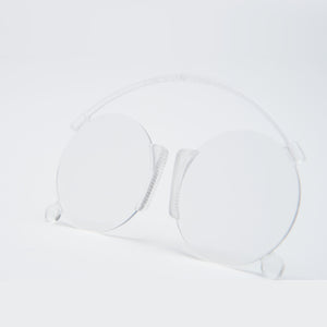 3/4 view of lightweight flexible clear pince nez reading glasses