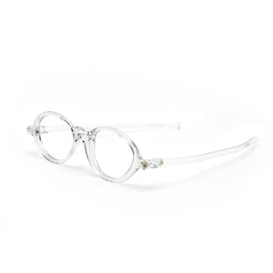 3/4 Angle view of Model 504 Reading Glasses by Nannini of Italy; Crystal