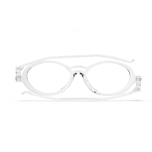 Flat front View of Model 504 Reading Glasses by Nannini of Italy, Crystal