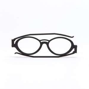 Flat / folded  View of Model 504 Reading Glasses by Nannini of Italy, Matte Black