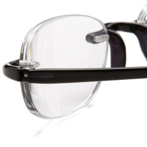 Extreme close-up view of black, or midnight, Gels Reading Glasses by Scojo buy at ReadingGlasses.CO 