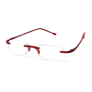 Elevated view of Flame Red Classic Gels reading glasses by Scojo 712. Buy them at ReadingGlasses.CO/