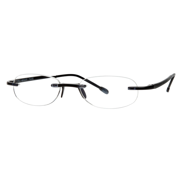 Angled view of Midnight Black Classic Gels reading glasses by Scojo 714 from ReadingGlasses.CO
