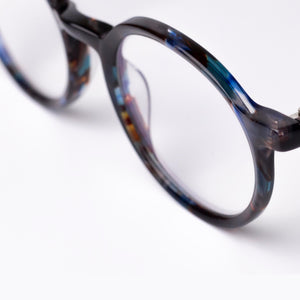 Beauty shot Bond reading glasses style 1299 Blue Tortoise by Scojo -- buy at ReadingGlasses.CO 