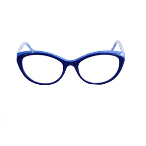 Front View Blue Kiss Triacetate Ophthalmic-grade Reading Glasses -- 2-tone blue; by VisAcuity - ReadingGlasses.CO/
