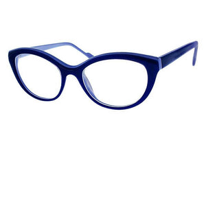 3/4 View Blue Kiss Triacetate Ophthalmic-grade Reading Glasses -- 2-tone blue; by VisAcuity - ReadingGlasses.CO/