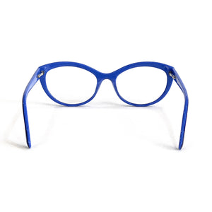 Rear View Blue Kiss Triacetate Ophthalmic-grade Reading Glasses -- 2-tone blue; by VisAcuity - ReadingGlasses.CO/