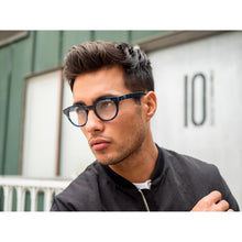 Load image into Gallery viewer, Male model wearing Dark Blue Multicolor readers by AJ Morgan . Buy them at ReadingGlasses.CO/