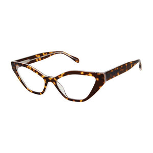 Elevated view of Scojo's tortoise crystal cat eye reading glasses, available at ReadingGlasses.CO/
