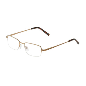 Elevated view of gold semi-rimless Lyndon reading glasses. Buy at ReadingGlasses.CO/