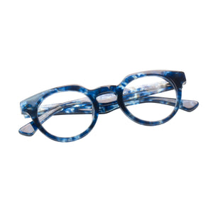 Flat folded of Dark Blue Multicolor readers front, by AJ Morgan . Buy them at ReadingGlasses.CO/