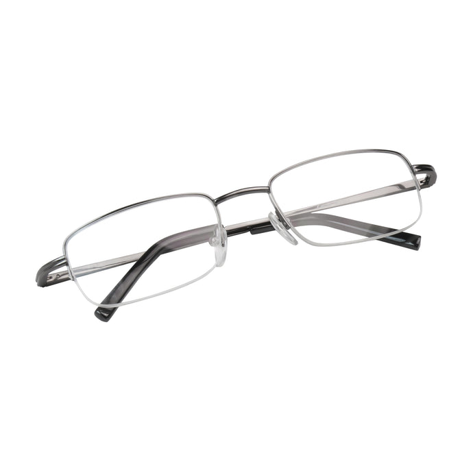 Folded view of silver rimless Mr. Wilson Reading Glasses. Available from ReadingGlasses.CO/