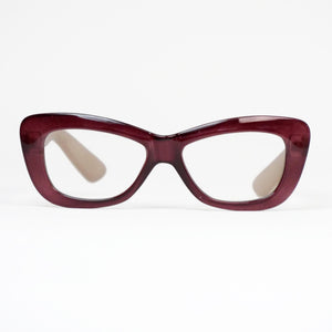 Front View Pretty Woman Optical-quality Reading Glasses with case, Burgundy; from  ReadingGlasses.CO/