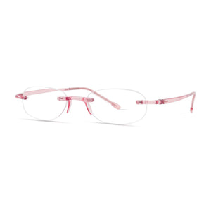 Gels reading glasses in blush by Scojo New York, 3/4 view
