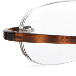 Extreme close-up view of Tortoise Shell Gels Reading Glasses by Scojo New York