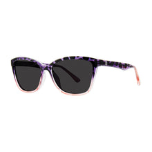 Load image into Gallery viewer, Malibu cat eye sunglasses purple tortose and pink; 3/4 view