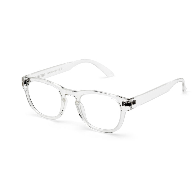 3/4 view of Nuovo Paris Black Reader by Nannini Italy in Crystal