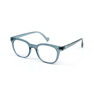 3/4 view of gray POP reading glasses by Nannini Italy. Available at ReadingGlasses.CO/