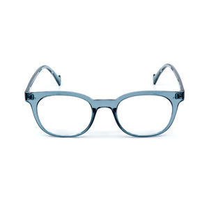 Straight-on view of gray POP reading glasses by Nannini Italy. Available at ReadingGlasses.CO/