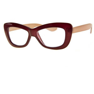 3/4 View Pretty Woman Optical-quality Reading Glasses with case, Burgundy; from  ReadingGlasses.CO/