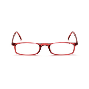 Quick 7.9 dark pink translucent red reading glasses by Nannini, Italy -- Straight-on view