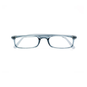 Straight view folded of Quick 7.9 grey gray reading glasses by Nannini, Italy 