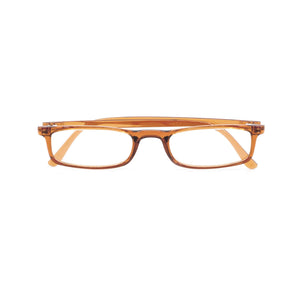 Quick 7.9 orange reading glasses by Nannini, Italy -- Straight & folded view 
