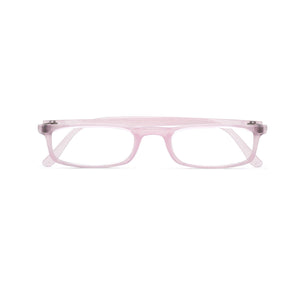 Straight view of Quick 7.9 Rose Quartz Pink reading glasses by Nannini, Italy 