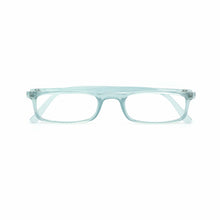 Load image into Gallery viewer, Straight-on folded view of Quick 7.9 water green blue light blue reading glasses by Nannini, Italy 