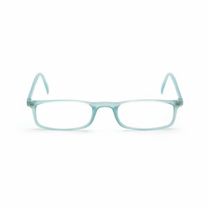 Straight view of Quick 7.9 water green blue light blue reading glasses by Nannini, Italy 
