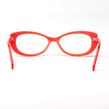 Load image into Gallery viewer, Rear view of coral hip cat optical reading glasses by Aj Morgan. Buy at Reading Glasses.CO  