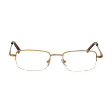 Load image into Gallery viewer, Straight-on front view of gold semi-rimless Lyndon reading glasses. Buy at ReadingGlasses.CO/