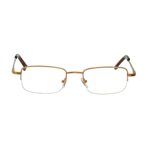 Straight-on front view of gold semi-rimless Lyndon reading glasses. Buy at ReadingGlasses.CO/