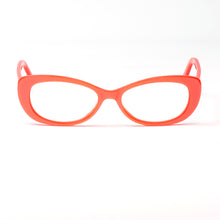Load image into Gallery viewer, Front view of coral hip cat optical reading glasses by Aj Morgan. Buy at Reading Glasses.CO  