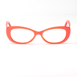 Front view of coral hip cat optical reading glasses by Aj Morgan. Buy at Reading Glasses.CO  
