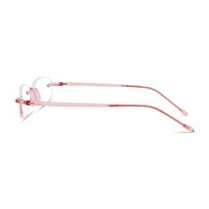 Side view showing temple or arm of Gels lightweight reading glasses by Scojo New York blush
