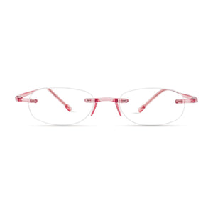 Head-on view of Gels lightweight reading glasses by Scojo New York Blush